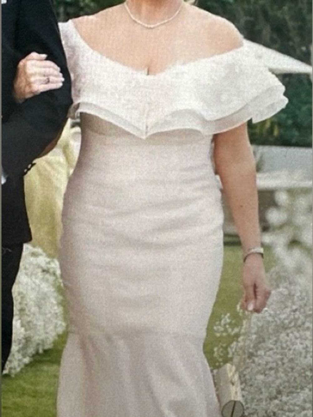 Custom Design Couture Silk Off the Shoulder Blush Gown Sz 10